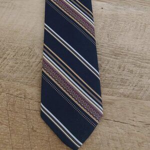 Connoisseur Collection Men's Necktie Tie Polyester Made in USA Striped Blue